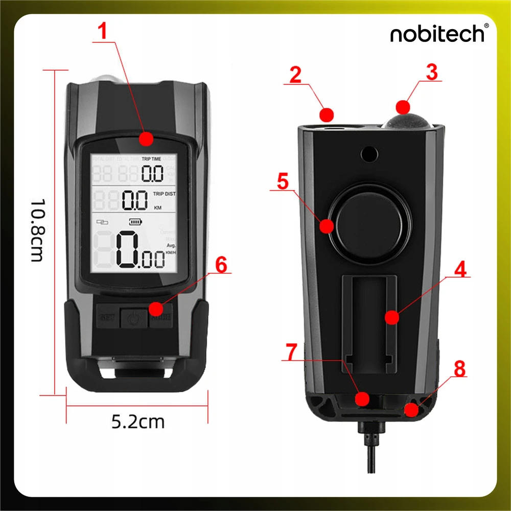 Nobitech DVIRAČIO PRIEKINIS LEMPAS SU SKAITINIU SKAMBOLIU GARBU 3IN1 PRIEKINIS LED Akumuliatorius USB