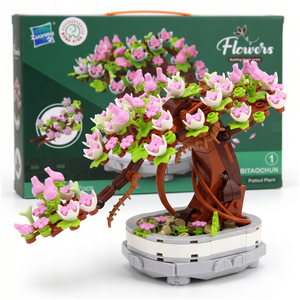Nobo KONSTRUKCINIAI BLAKAI GĖLĖS MEDŽIS BONSAI MEDIS 462 ELEMENTAI