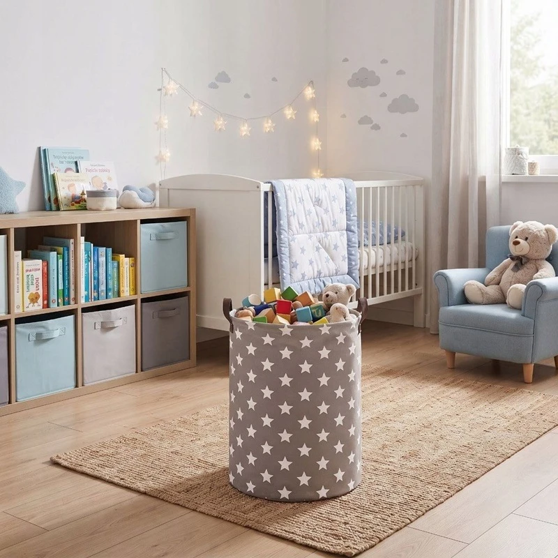 Nobo KOSZ sulankstomas NA ZABAWKI POJEMNIK WOREK NA PRANIE GWIAZDY ORGANIZER 50 cm