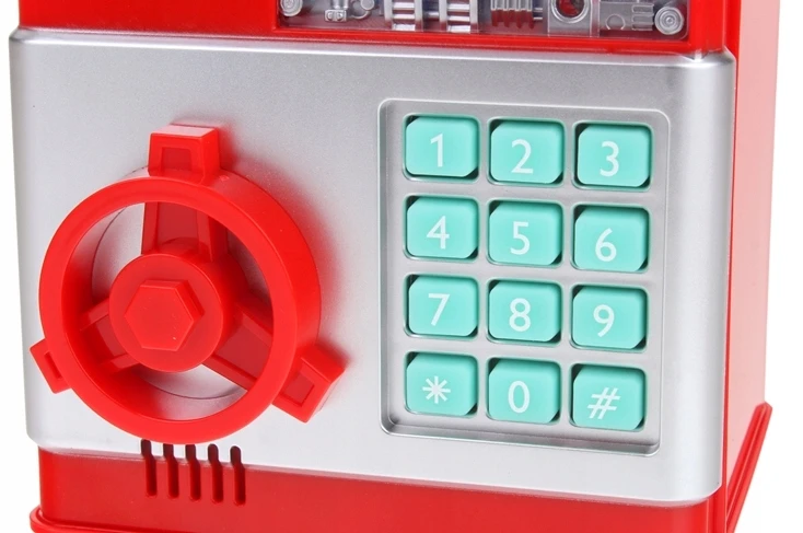 Nobo Seifas, Piggy Bank, bankomatas, grynųjų pinigų įnešimo automatas banknotams, monetos + slaptažodis, šviesa, garsas