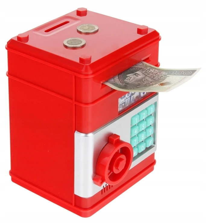 Nobo Sejf Skarbonka na PIN Banknoty Bankomat Monety + Kod Wpłatomat dla Dzieci