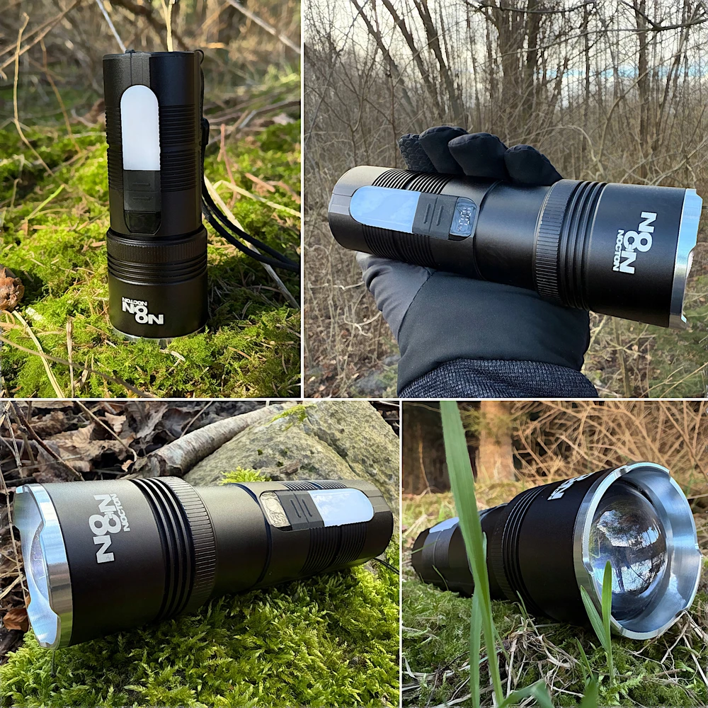 Nocton LABAI GALINGAS LED ĮKRAUJAMAS TAKTINIS BLYKŠČIUS PAIEŠKA ZOOM POWERBANK