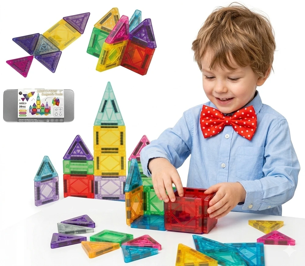 Norimpex 3D MAGNETINIAI KLUOKLIAI, MOKYMOSI KONSTRUKCIJA, DIDELI, MAGNETINĖ DĖLĖLĖ, 56 vnt.