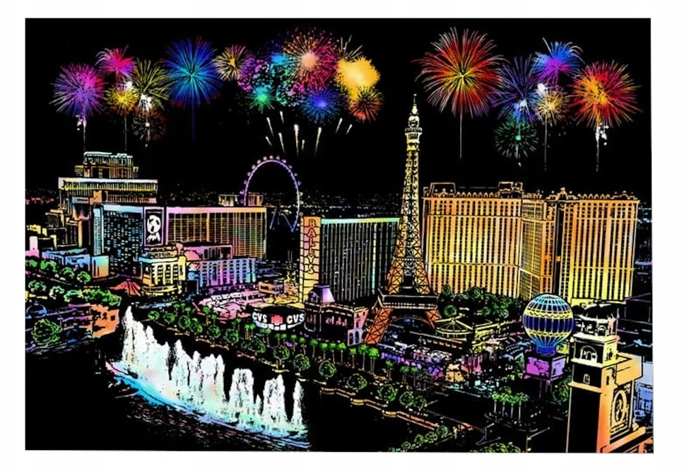 Norimpex Daikto išbraižyti paveikslas Las Vegasas, 75x52cm, su rašikliu, teptuku, juosta