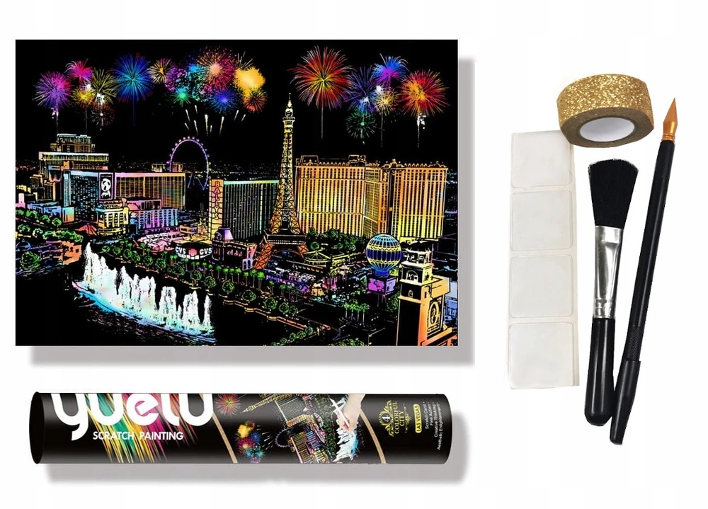 Norimpex Daikto išbraižyti paveikslas Las Vegasas, 75x52cm, su rašikliu, teptuku, juosta