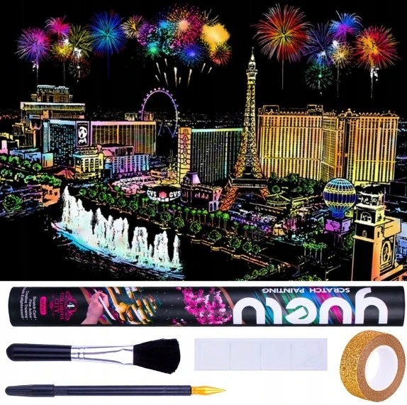 Norimpex Daikto išbraižyti paveikslas Las Vegasas, 75x52cm, su rašikliu, teptuku, juosta