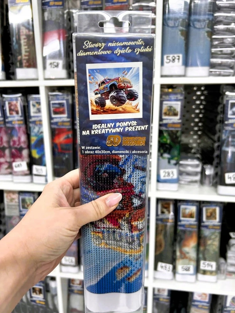Norimpex Deimantinis siuvinėjimas automobilis MonsterTruck Mosaic Deimantinis paveikslas 30x40cm