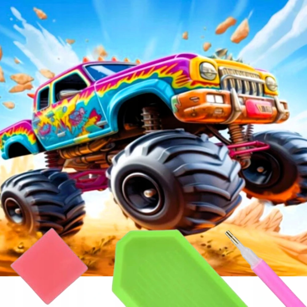 Norimpex Deimantinis siuvinėjimas automobilis MonsterTruck Mosaic Deimantinis paveikslas 30x40cm
