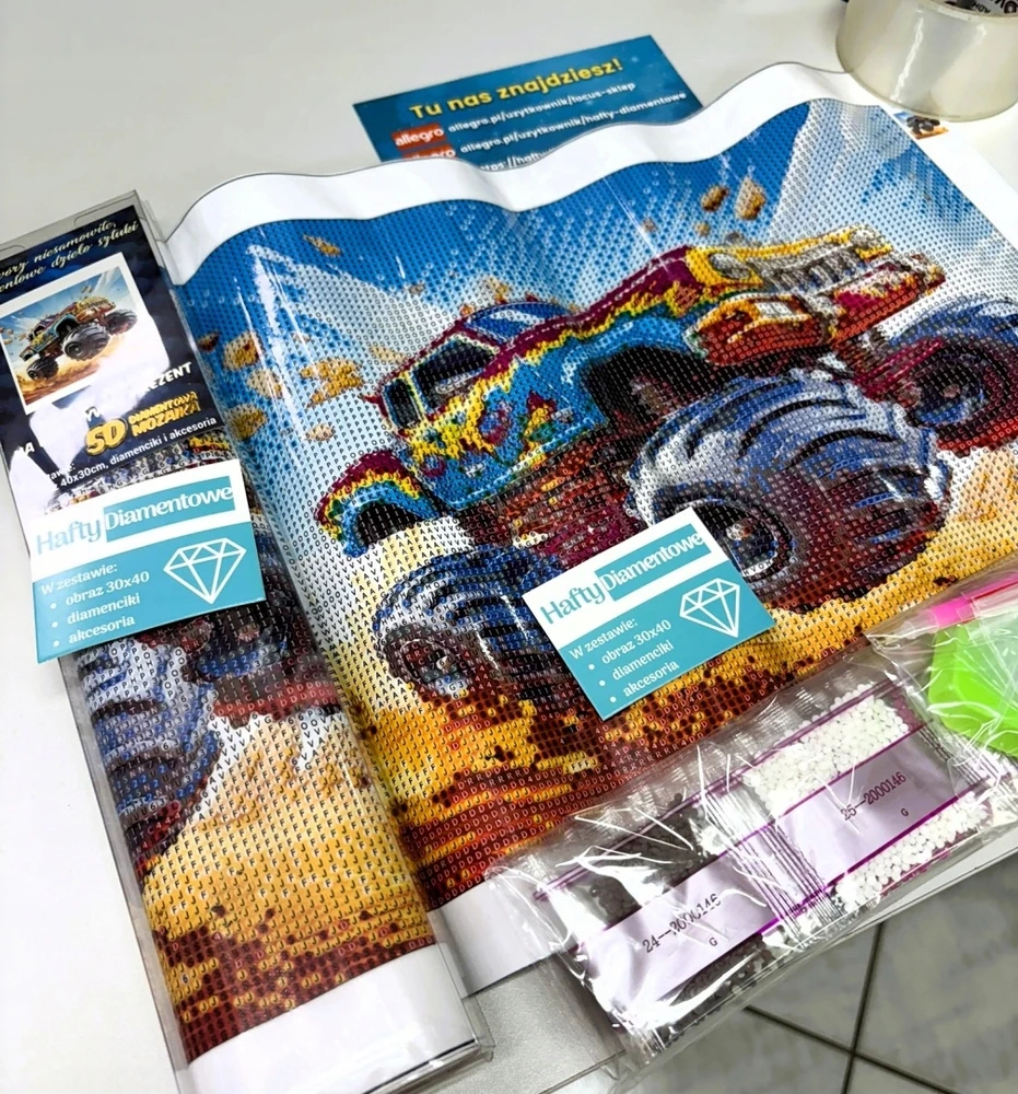 Norimpex Deimantinis siuvinėjimas automobilis MonsterTruck Mosaic Deimantinis paveikslas 30x40cm