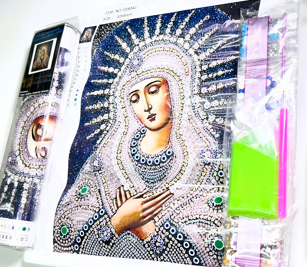 Norimpex Deimantų siuvinėjimas 7D Mandala Mandalas Marijos dideli deimantų karoliukai 30x40cm