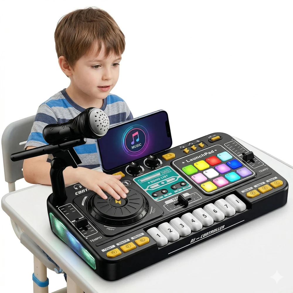 Norimpex DJ SET konsolė Vaikams Bluetooth Mixer mikrofono LED padėkliukai dovanai