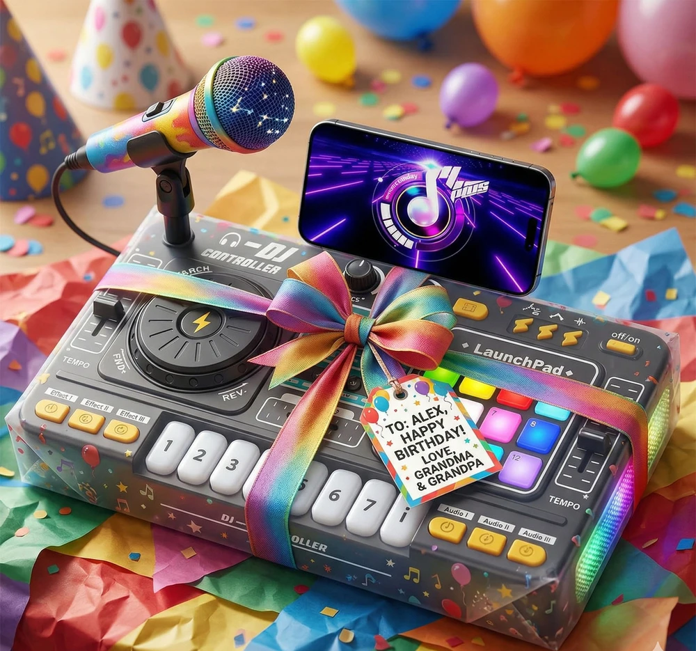 Norimpex DJ SET konsolė Vaikams Bluetooth Mixer mikrofono LED padėkliukai dovanai
