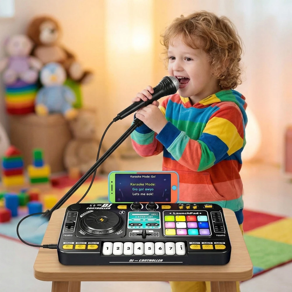 Norimpex DJ SET konsolė Vaikams Bluetooth Mixer mikrofono LED padėkliukai dovanai