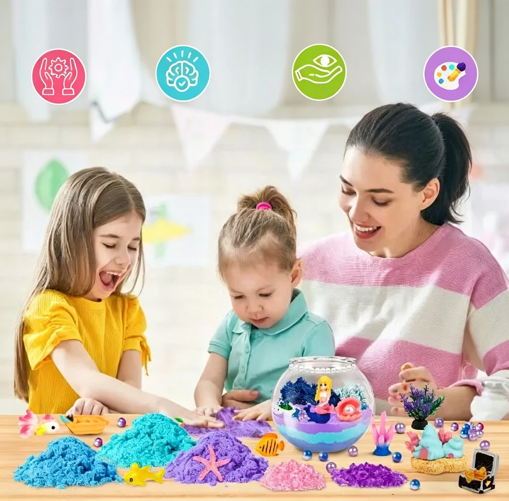 Norimpex Kūrybinis Mermaid rinkinys mergaitėms Kinetic Sand Night Light, pasidaryk pats