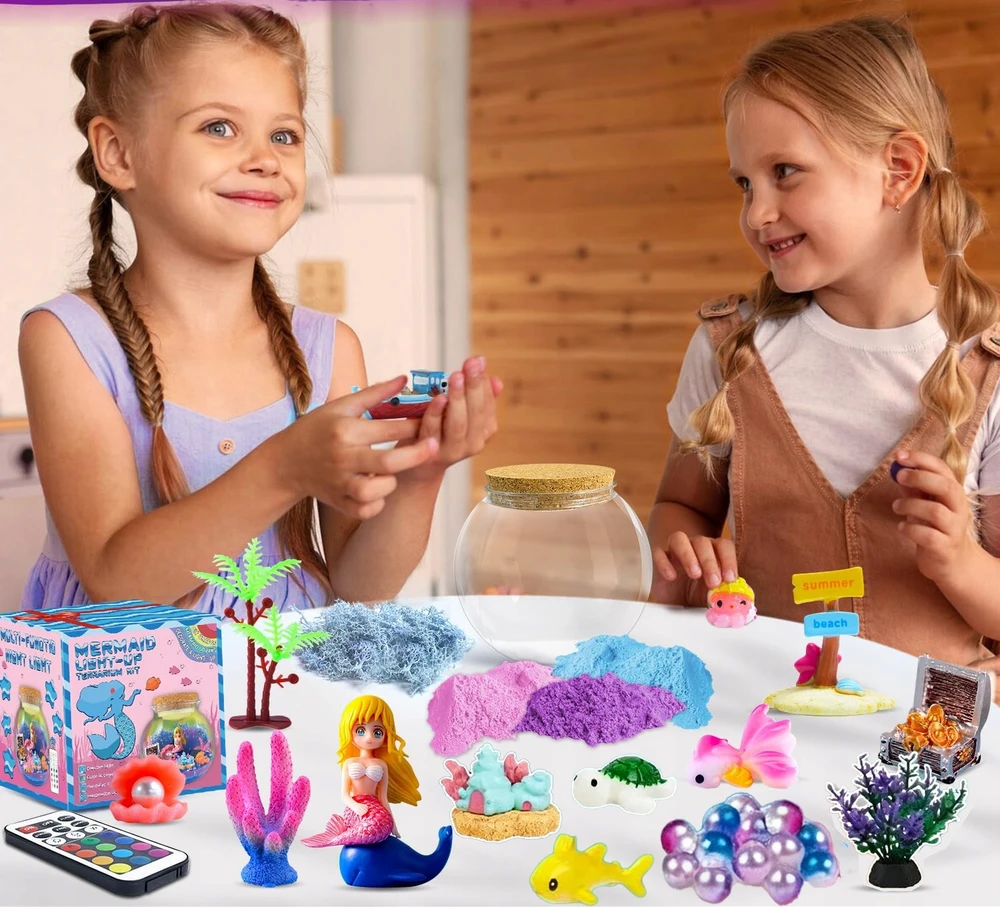Norimpex Kūrybinis Mermaid rinkinys mergaitėms Kinetic Sand Night Light, pasidaryk pats