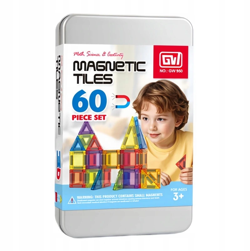 Norimpex Magnetiniai blokeliai 60 elementų, 3D metalinė dėžutė