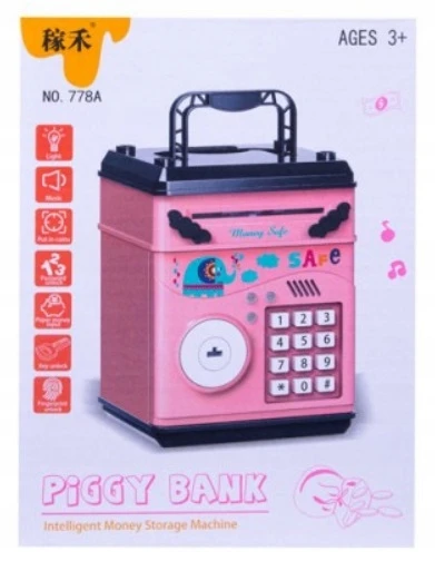 Norimpex Sejf Elektroninis Z Rączką Skarbonka Dla Dzieci Z Pinem Na Banknoty Monety