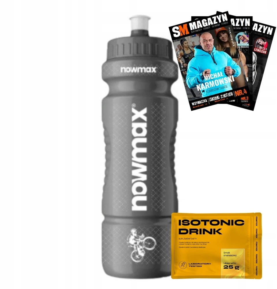 nowmax VANDENS BUTELIS SPORTINIAM DVIRAČIUI SU snapeliu, NEKANČIUS 900ml