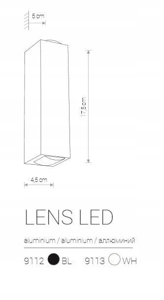 Nowodvorski Lampy Zewnętrzne Ścienna Natynkowa Lens Led 9112 N