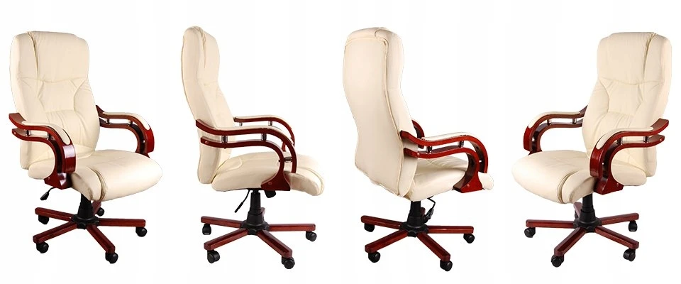 NOWY FOTEL BIURO Z DREWNEM BSL005 BEŻOWY GIOSEDIO