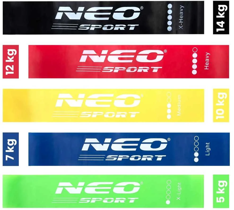 NS-959 Neo-Sport mankštos pasipriešinimo juostų rinkinys, 5 vnt.