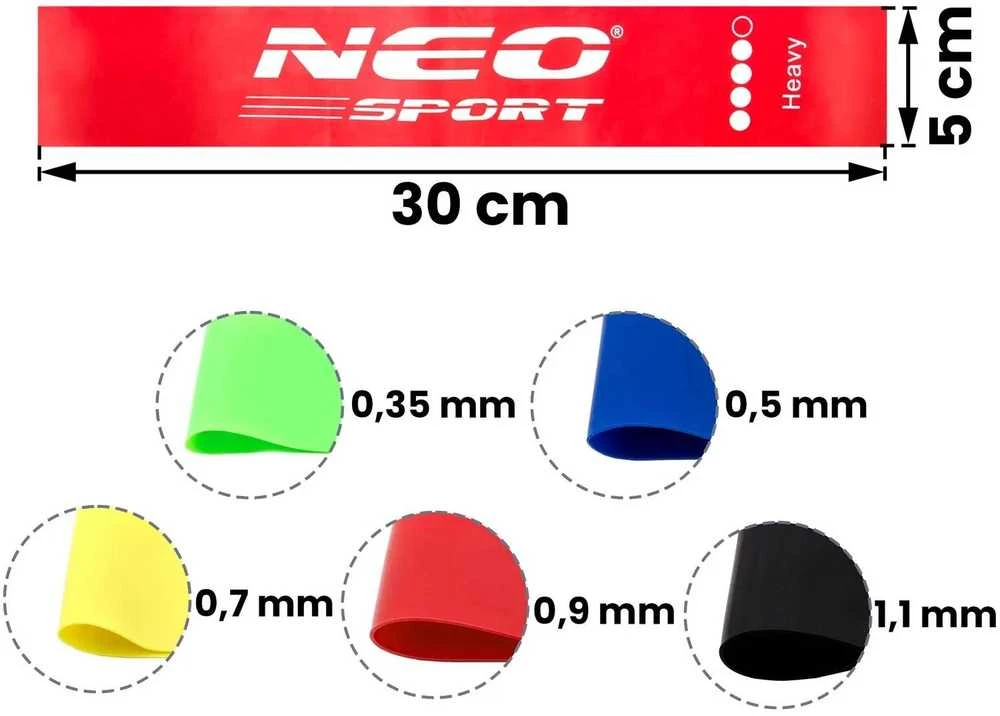 NS-959 Neo-Sport mankštos pasipriešinimo juostų rinkinys, 5 vnt.