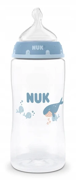 NUK First Choice 300 ml kūdikio buteliukas su temperatūros kontrole, banginis