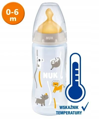 NUK 741926 FC+ PP buteliukas 300 ml su temperatūros indikatoriumi, silikoninis žindukas 0-6 mėn.