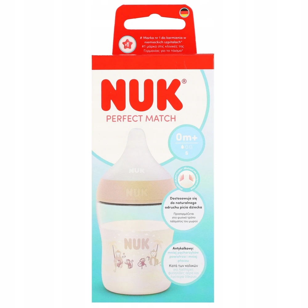 NUK Bottle PP 150ml Perfect Match silikoninis žindukas S Monkey 10215411