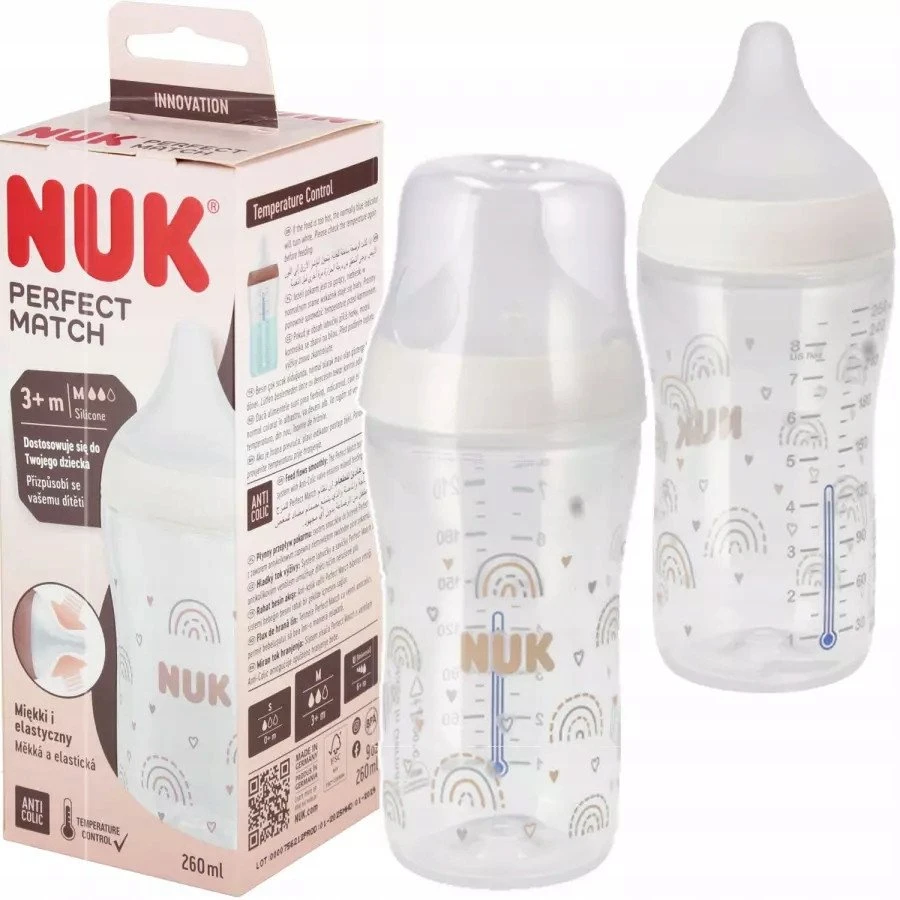 NUK Perfect Match buteliukas su temperatūros kontrole, 260 ml, rudas