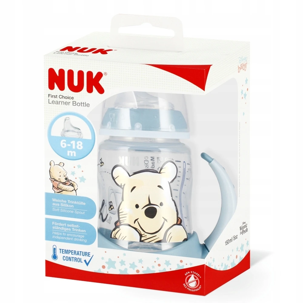 NUK buteliukas 150 ml 6-18m su rankena Pirmas mišinys Mikė 10215340