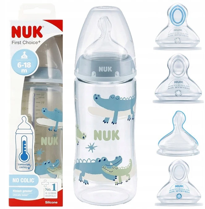 NUK FIRST CHOICE+ BUTELĖLIS ANTICOLIKS SU JUTIKUMU 360ml KASZKA XL 6M+ 6-18