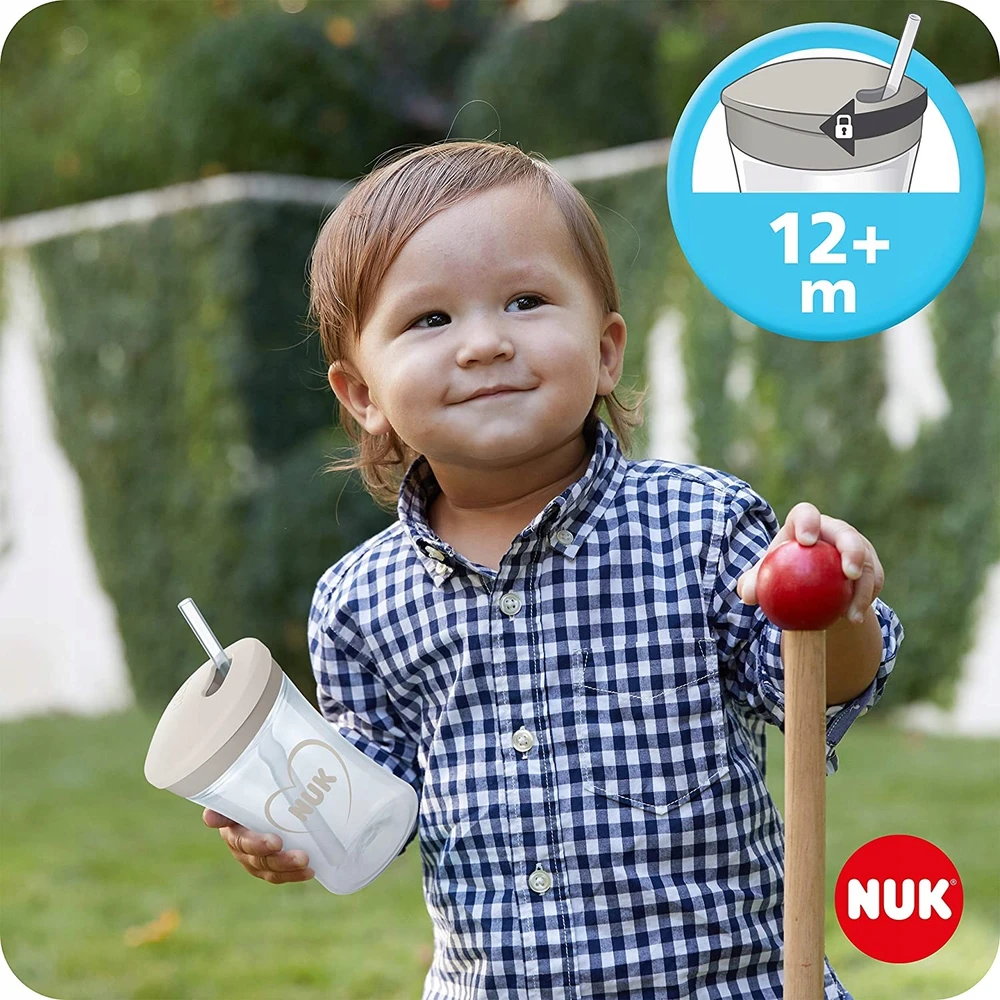 NUK gėrimo mokymosi rinkinys, puodelis + 3 kandikliai
