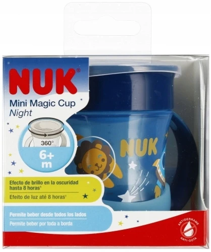 Kūdikių puodelis Mini Magic NUK Cup Night 160 ml mėlynas