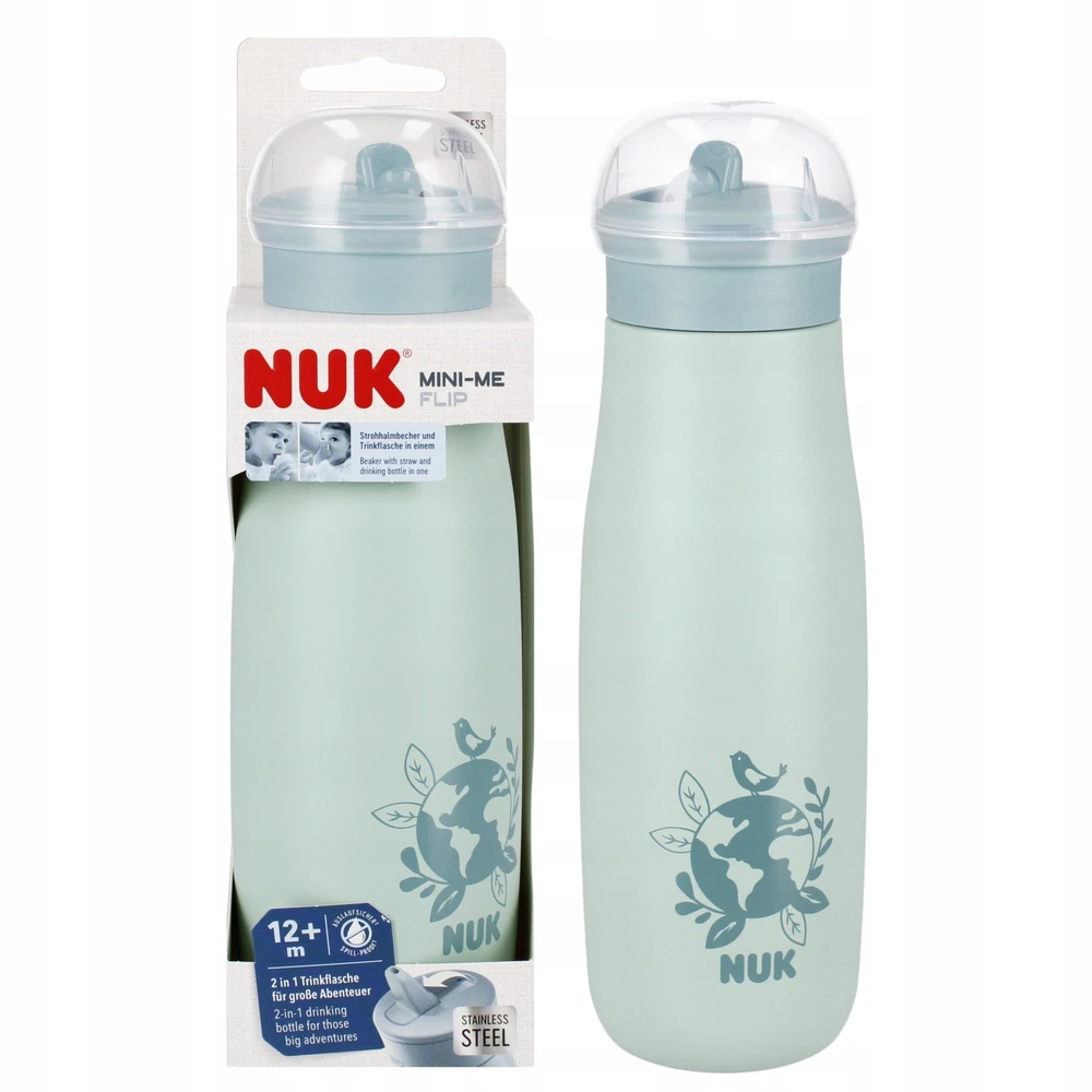 Nuk Mini-me Bidonas su šiaudeliu 500 ml, nuo 12 mėn., žalias