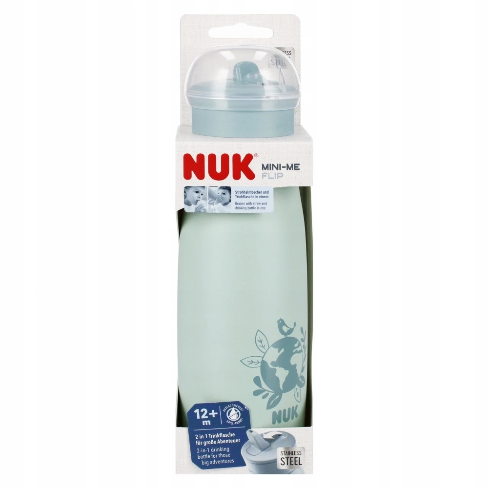 Nuk Mini-me Bidonas su šiaudeliu 500 ml, nuo 12 mėn., žalias
