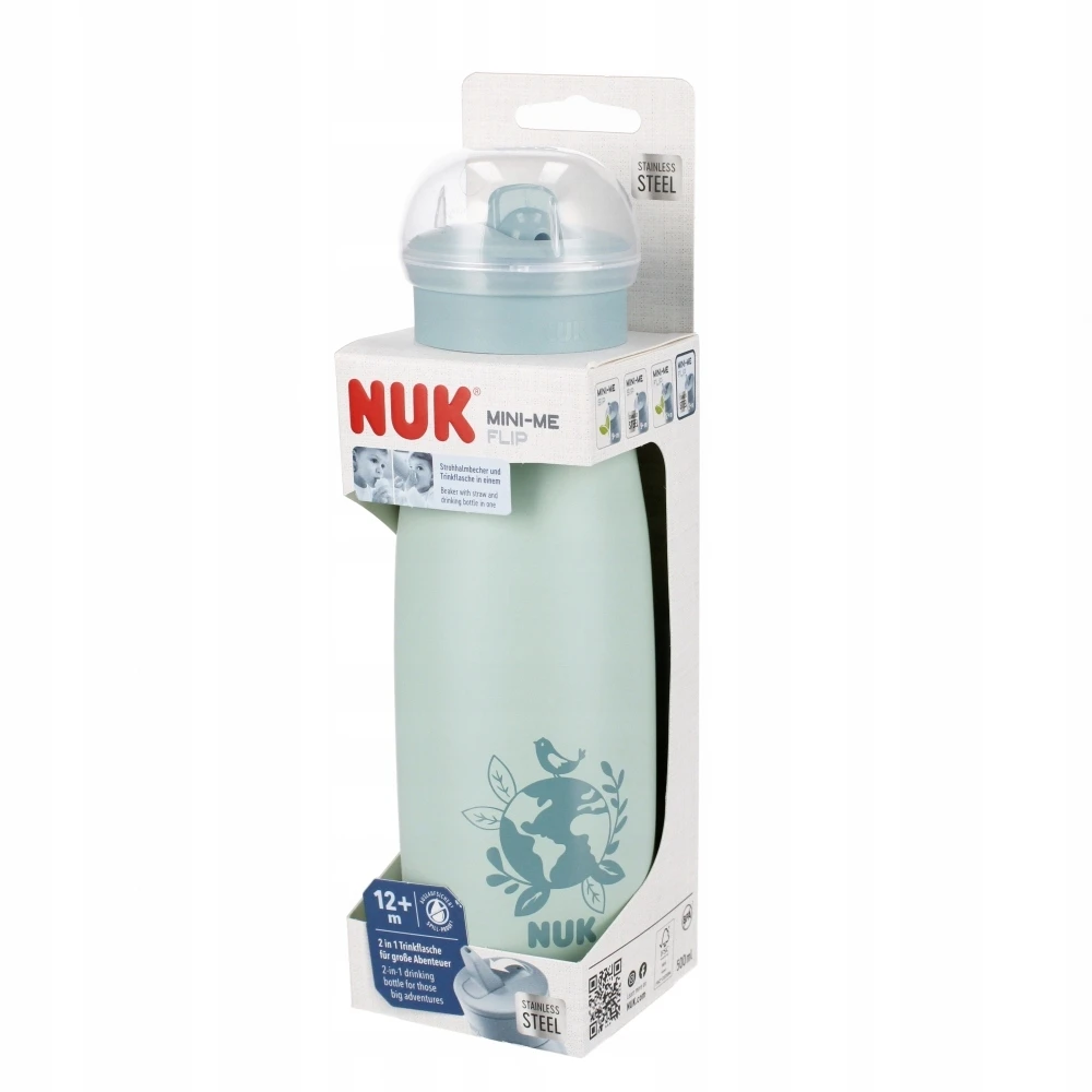 Nuk Mini-me Bidonas su šiaudeliu 500 ml, nuo 12 mėn., žalias