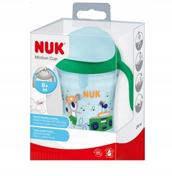Nuk MOTION CUP neišsiliejantis puodelis su pasvertu šiaudeliu