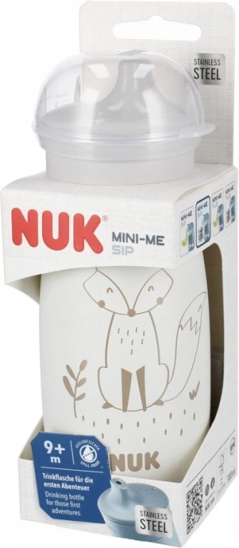NUK Nešlankstomas puodelis Mini-Me 300 ml 9 m + nerūdijantis plienas peleninės spalvos
