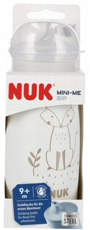NUK Nešlankstomas puodelis Mini-Me 300 ml 9 m + nerūdijantis plienas peleninės spalvos