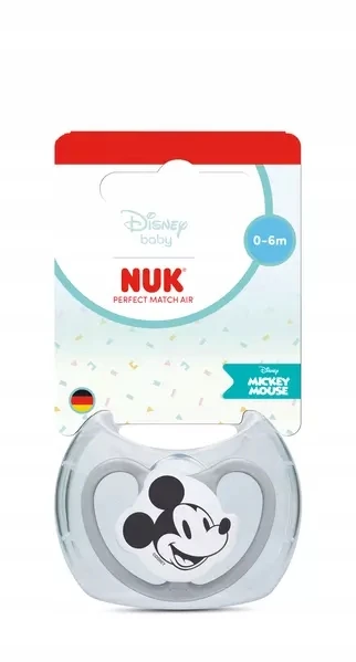NUK Perfect Match oro čiulptukas Disney Mickey Mouse, pilkas, dydis 0–6 mėn.