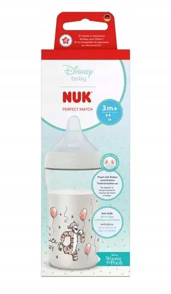 NUK PERFECT MATCH BUTELIS 260ml 3m+ SILICONE TEAT M DISNEY TIGER