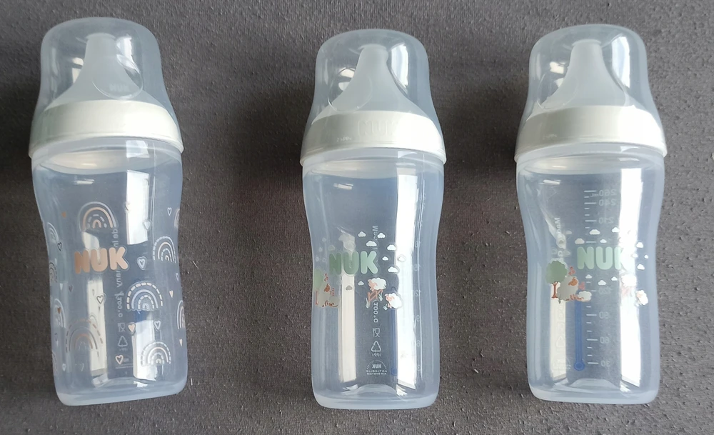 NUK PERFECT MATCH BUTELIŲ RINKINYS 260ml 3m+ TEAT M, TEMP. RODIKLIS. - 3 vnt