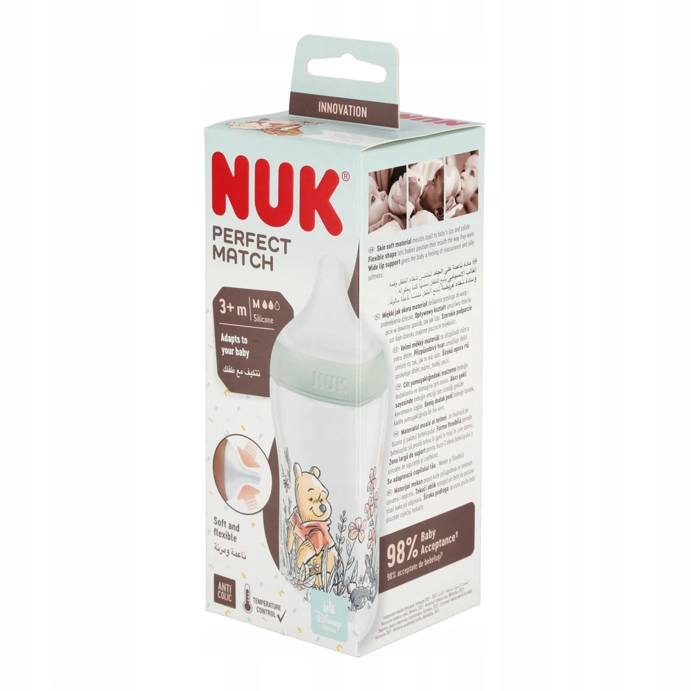 NUK Perfect Match WINNIE THE POOH buteliukas 260ml. silikoninis čiulptukas M 3m+