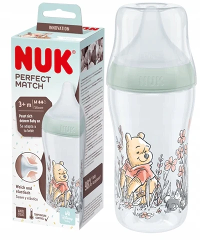 NUK Perfect Match WINNIE THE POOH buteliukas 260ml. silikoninis čiulptukas M 3m+