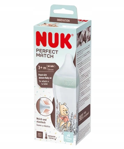 NUK Perfect Match WINNIE THE POOH buteliukas 260ml. silikoninis čiulptukas M 3m+