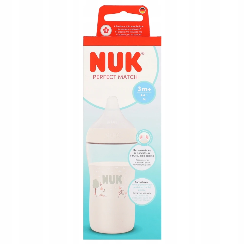 NUK Perfect Match buteliukas kūdikiui su temperatūros kontrole, avies formos, 260 ml