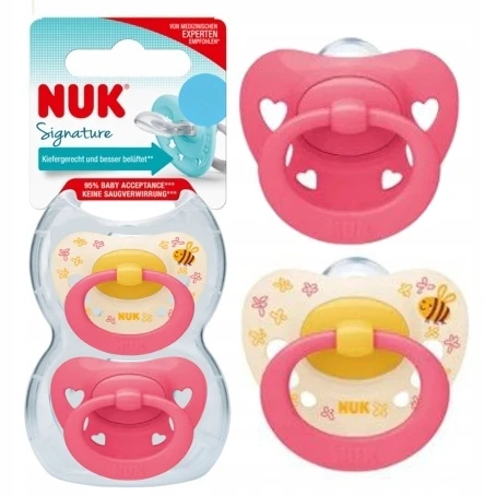 Nuk Signature silikoniniai čiulptukai 18-36m, 2 vnt. + dėklas