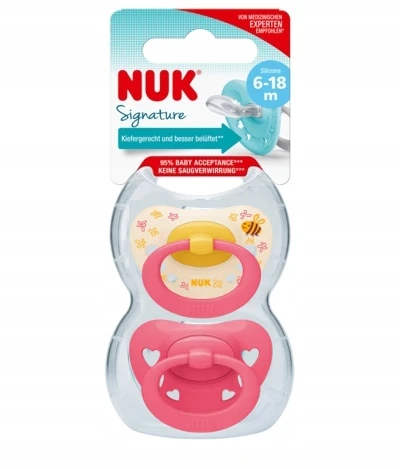 Nuk Signature silikoniniai čiulptukai 18-36m, 2 vnt. + dėklas