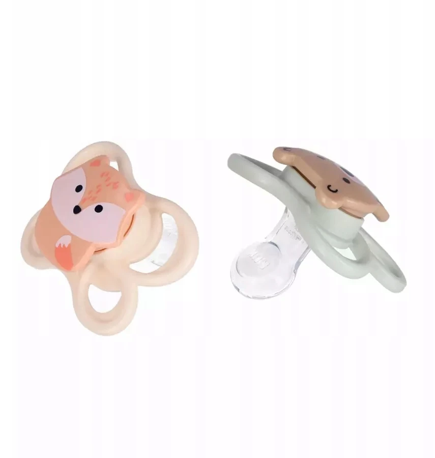 NUK SILICONE SOOTHING PERFECT MATCH 0-2m AIR BEAR FOX 2 vnt.